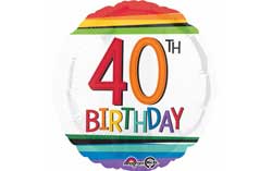 40th Birthday Standard Foil Balloons