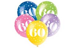 60th Birthday Latex Balloons