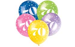 70th Birthday Latex Balloons