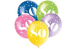 80th Birthday Latex Balloons