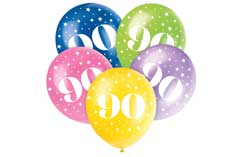 90th Birthday Latex Balloons