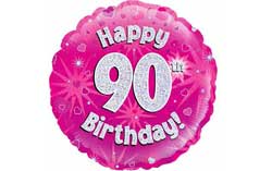 90th Birthday Standard Foil Balloons