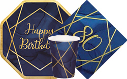 Navy & Gold Geode 80th Birthday