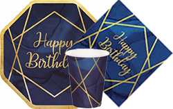 Navy&Gold Geode Happy Birthday