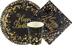 Black & Gold Sparkling Fizz Birthday