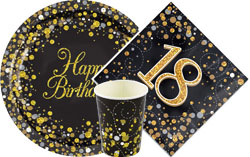 Black & Gold Sparkling Fizz Birthday